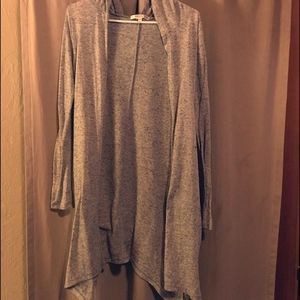 Light Grey calf-length sweater with hood. Soft!